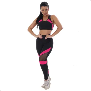 Top sem bojo e legging para academia - Conjunto c95 - Azul