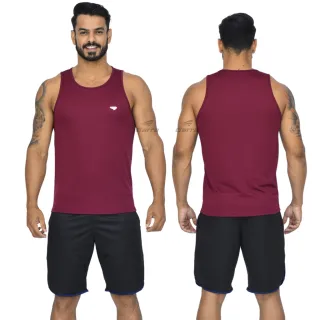Kit Fitness Masculino: 3 Camisetas Regata Dry Fit Long Premium - 1 Marinho - 1 Verde - 1 Royal