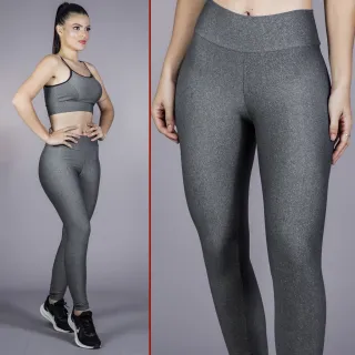 Leggings Fitness Femininas Kit com 02 Calças Lisas - Promoção - 1 PRETA + 1 CINZA