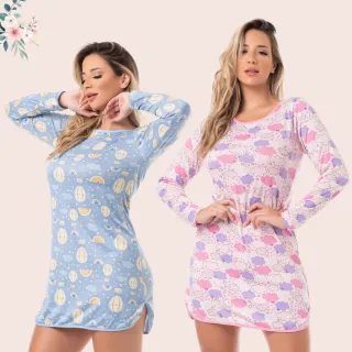 Pijama manga longa camisola Virginia suede inverno - Sortida