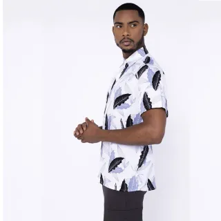 Estampa Masculina Floral Camisa Social Florida Havaiana - Fundo Branco