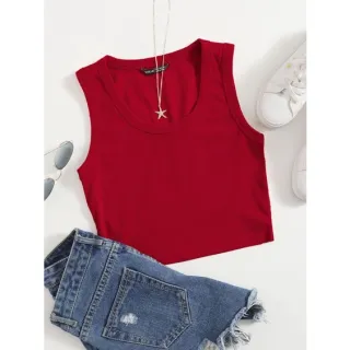 Malha canelada sexy bonito e barato - NADADOR colado justinho - Vermelho