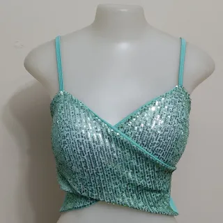 Bojo feminino paetê alcinha cropped com - Vermelho