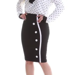 Moda Evangelica Saia Midi Lapis Secretaria Social Feminina - Preto