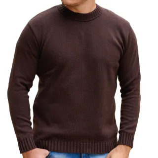 Envio Imediato Suéter Masculino Tricô Blusa De Frio Gola Redonda Malha Grossa - Marinho