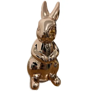 Páscoa Decoração Coelho Metalizado Cerâmica 15cm - Prata