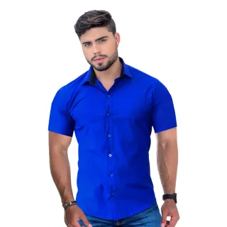 Promoção Barata - Camisa Social Manga Curta Slim Masculina, Compre Online na Raryel - Branco