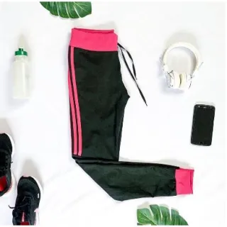 Legging Feminina Fitness Vivi Listras - Academia e Ginástica - Cinza C/ Listra Rosa M