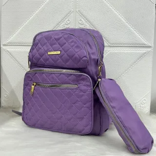 Mochila de Alumínio Feminina com Grande Capacidade - Textura Bordada Delicada - bege1978 com estojo