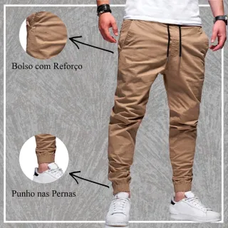 Calça Masculina Camuflada Jeans Jogger Cinza com Punho Elástico - Jogger Verde