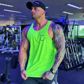 Estampa Shadow Smile - Regata Cavada Masculina em Algodão Bombey