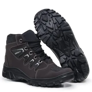 Cano Médio Tático Bota Coturno Masculino Motociclista Militar - CAFE