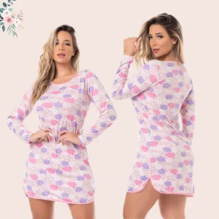 Pijama manga longa camisola Virginia suede inverno - Sortida