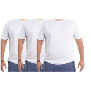 Camiseta Masculina Dry Fit Plus Size - Kit 3 peças - Branco