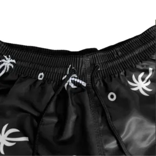Moda Praia Tactel Masculino com Bolsos - Estampas Variadas - Preto Coqueiro