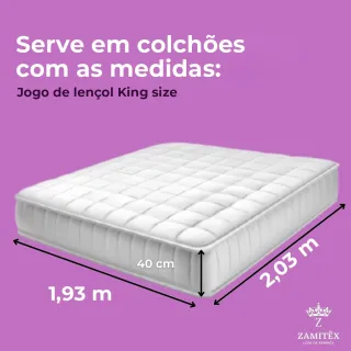 Lençol King Size - Jogo completo com qualidade e conforto - Malha Gel Lilas Floral