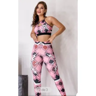 Top Rota D'agua + Conjunto Legging Fitness Feminina - Mulher Maravilha/Branco