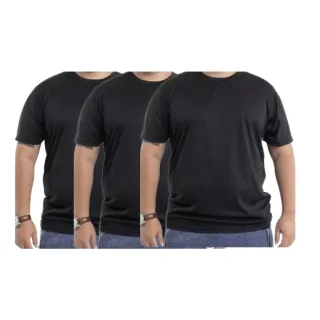 Camiseta Masculina Dry Fit Plus Size - Kit 3 peças - Branco