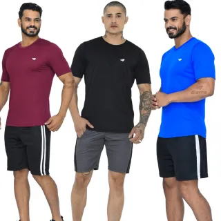 Camisetas Fitness Masculina Dri Fit Kit 3 - Treino Academia Corrida - 1 Preto - 1 Cinza - 1 Royal