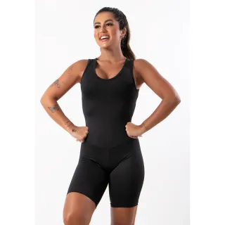 Aberto nas Costas Macaquinho Feminino Liso Fitness Ginástica Academia - Marinho