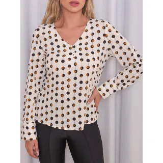 Moda feminina: Camisa social estampada manga longa - Tendência 6213 - Verde