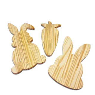 Decoração de Páscoa em Madeira de Pinus para Artesanato - Tábua Cabeça Coelho