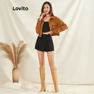 Jaqueta de Veludo Elegante com Bolso Texturizado - Lovito (Marrom) - Marrom