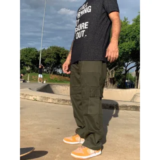 Calça Cargo Unissex Tecido Leve 5 Bolso - Promoção - MARROM LINHA BRANCA