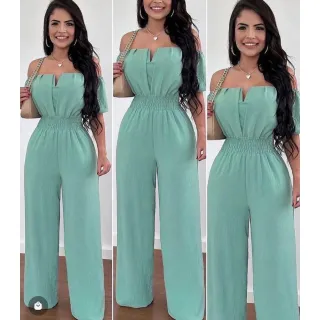 Crepinho Duna Macacão Longo Cigana Pantalona Ciganinha