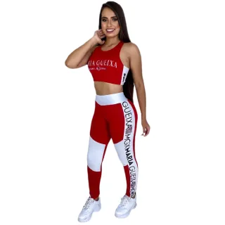 Moda fitness feminina conjunto top + calça Maria Gueixa - Roxo