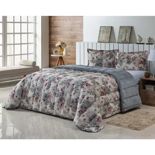 Coberdrom Queen Grosso Frio Kit Edredom - 3 Peças - Cinza
