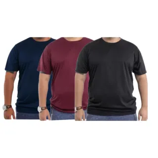 Camiseta Masculina Dry Fit Plus Size - Kit 3 peças - Branco