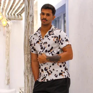 Camisa Havaiana Masculina Estampada Confortável Social Viscose Botão Florido - Estampa 01