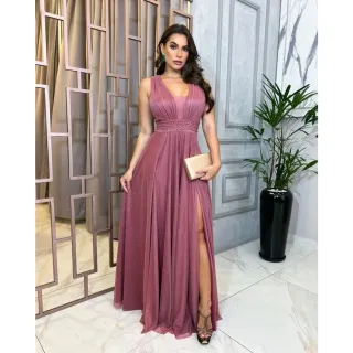 Festa com brilho Vestido Longo Livia - Marsala