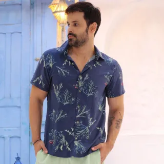 Camisa Havaiana Masculina Estampada Confortável Social Viscose Botão Florido - Estampa 01