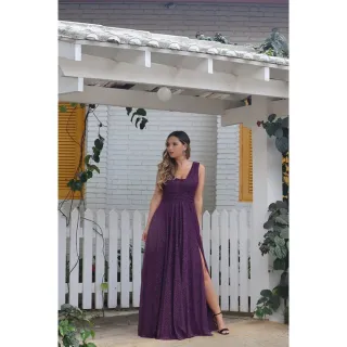 Festa com brilho Vestido Longo Livia - Marsala