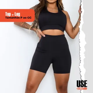 Bermuda Suplex Fitness Conjunto Shorts e Top P ao G3 - Cinza