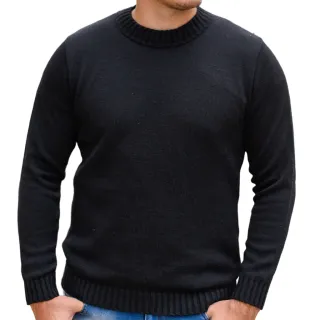 Envio Imediato Suéter Masculino Tricô Blusa De Frio Gola Redonda Malha Grossa - Marinho