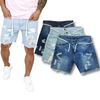 SUPER BARATA Bermuda Jeans Masculina Curta Rasgada