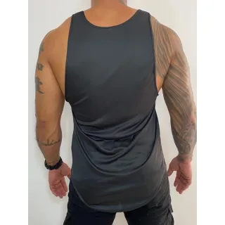 Promoção Camisa Estampa Lançamento Regata Cavada Long Line - Preto