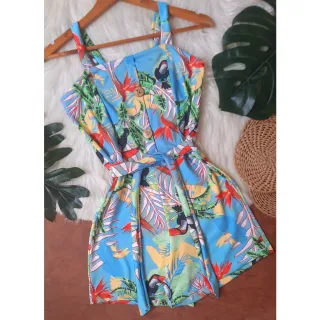 Lindo Macaquinho PLUS SIZE Kioto Deluxe (36 ao 52) - Promoção! - Verde estampado