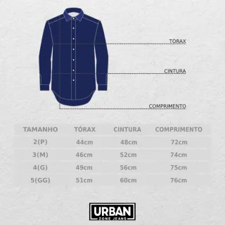 Camisa Slim Fit Social Jeans Manga Longa Masculina - jeans