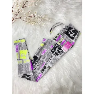 Legging com cordinha P e M - Estampas Variadas - Rosa neon símbolo