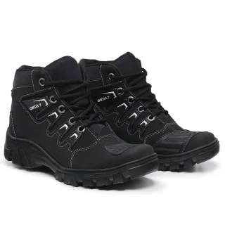 Cano Médio Tático Bota Coturno Masculino Motociclista Militar - CAFE