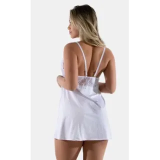 Camisola Pijama Noite Sem Bojo Linha Renda Maia - Vermelho