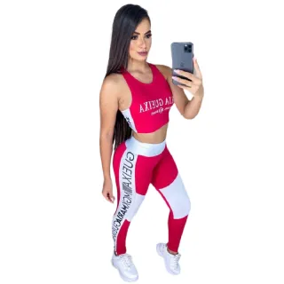 Moda fitness feminina conjunto top + calça Maria Gueixa - Roxo