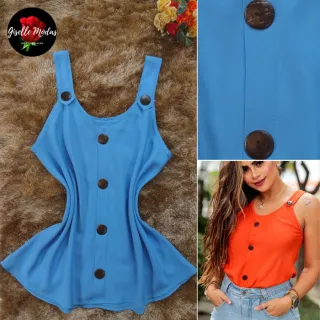 Blusa Estampada Feminina Alça Grossa - Modelo Verão - Vermelho Coral (Lisa)