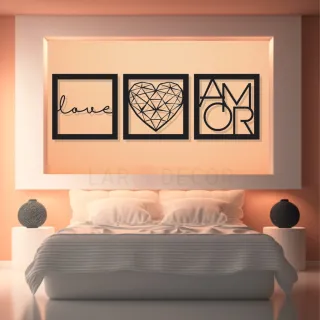Kit Quadros Decorativos Frase Abençoados por Deus Decoração de Quarto - Família Amor Gratidão + Frase