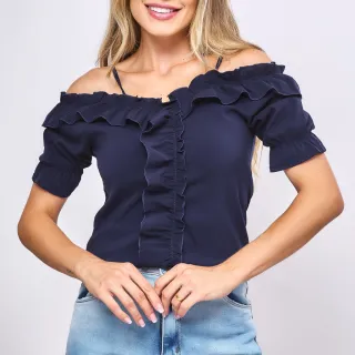 Lançamento verão 2022: Blusa feminina lisa com alça - J1112