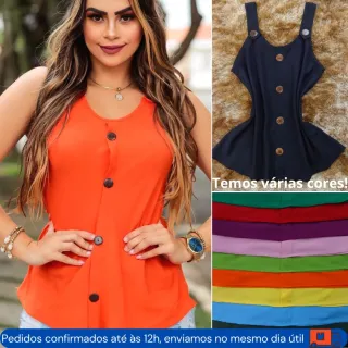 Blusa Estampada Feminina Alça Grossa - Modelo Verão - Vermelho Coral (Lisa)